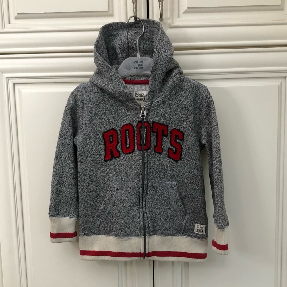 Roots Cabin salt and pepper kids zip sweatshirt